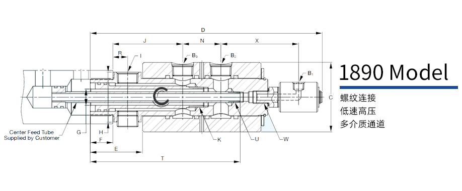 1890型液壓兩通路旋轉(zhuǎn)接頭圖紙